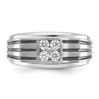 14k White Gold w/ Blk RH 1/3 ct Lab Grown Dia VS/SI+ G+ Complete Men's Ring-B63786