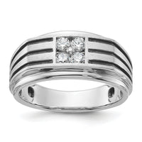 14k White Gold w/ Blk RH 1/3 ct Lab Grown Dia VS/SI+ G+ Complete Men's Ring-B63786