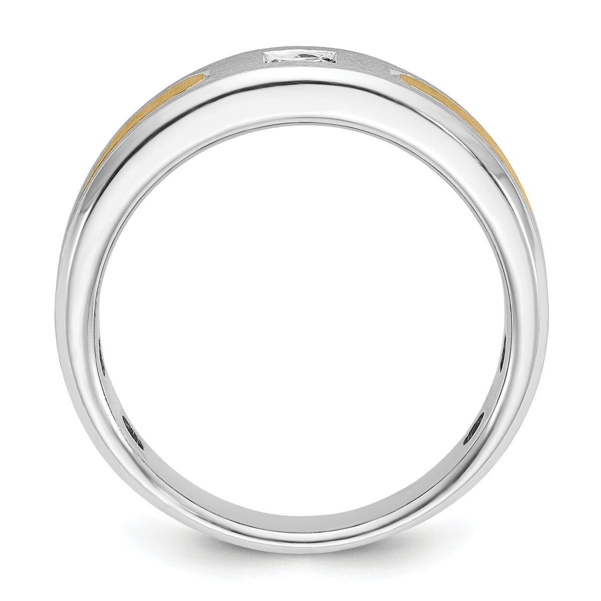 14k Two-tone IBGoodman Men's Polished and Satin Diamond Complete Ring-B63791