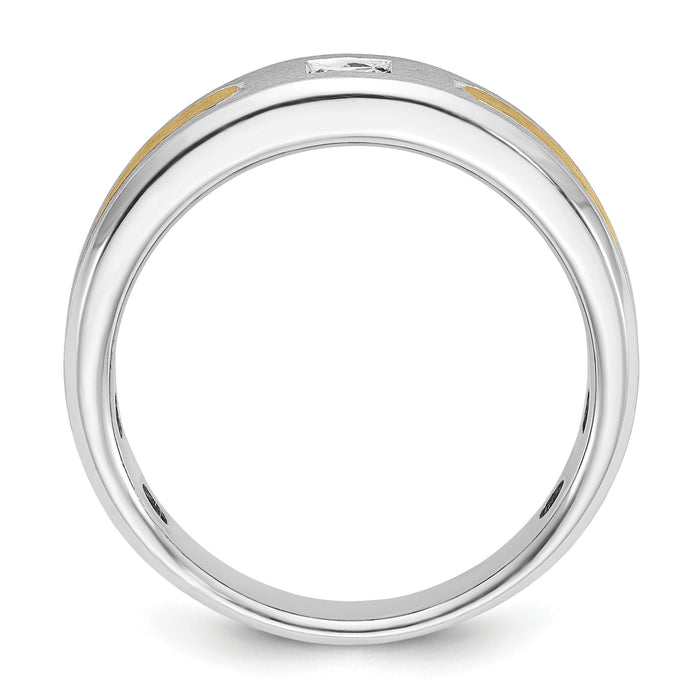 14k Two-tone IBGoodman Men's Polished and Satin Diamond Complete Ring-B63791