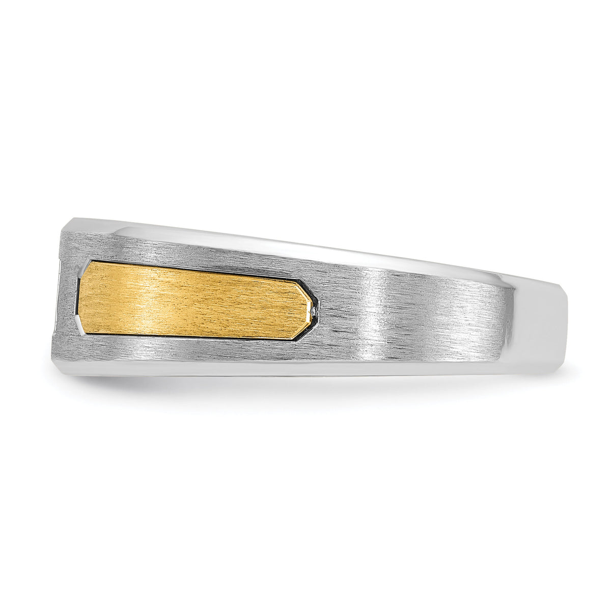 14k Two-tone IBGoodman Men's Polished and Satin Diamond Complete Ring-B63791