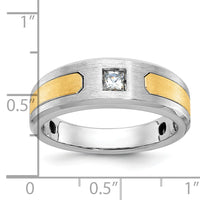 14k Two-tone IBGoodman Men's Polished and Satin Diamond Complete Ring-B63791