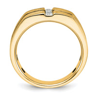 10k w/ Blk RH IBGoodman Men's Satin/Grooved 3-Stone A Dia Ring-B63794
