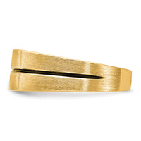 10k w/ Blk RH IBGoodman Men's Satin/Grooved 3-Stone A Dia Ring-B63794