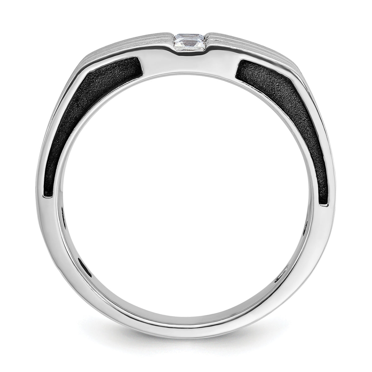 14k White Gold IBGoodman Men's w/Black Rhod Satin Diamond Complete Ring-B63803