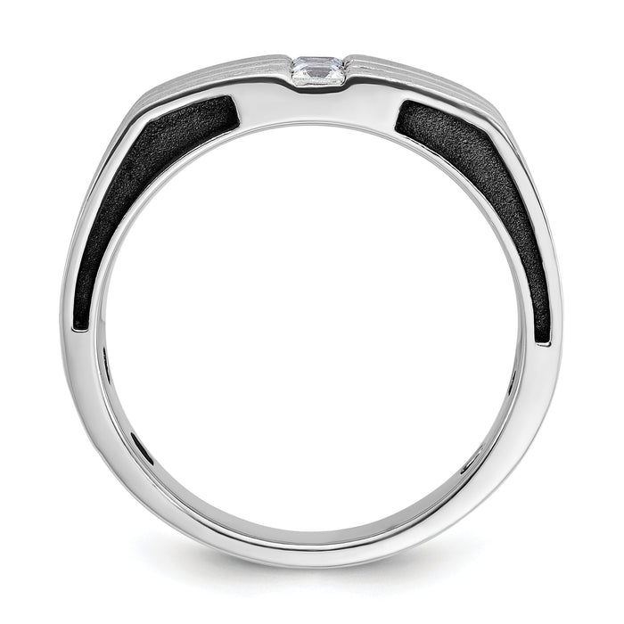 14k White Gold IBGoodman Men's w/Black Rhod Satin Diamond Complete Ring-B63803