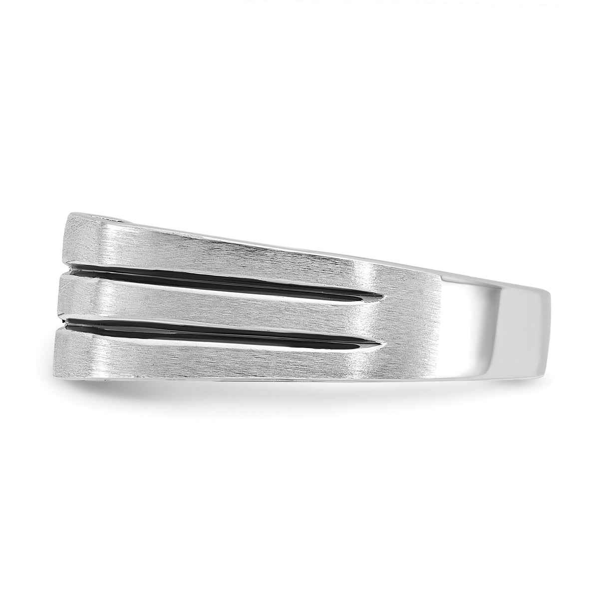 14k White Gold IBGoodman Men's w/Black Rhod Satin Diamond Complete Ring-B63803