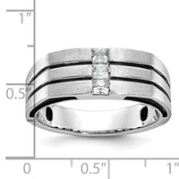 14k White Gold IBGoodman Men's w/Black Rhod Satin Diamond Complete Ring-B63803