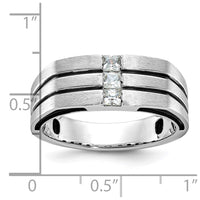 14k White Gold with Black Rhodium IBGoodman Men's Satin 1/3 carat Diamond Complete Ring-B63803-4WAA