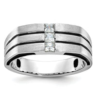 14k White Gold IBGoodman Men's w/Black Rhod Satin Diamond Complete Ring-B63803