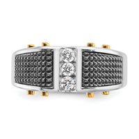 14k Two-tone w/ Blk RH 1/4 ct Lab Grown Diamond VS/SI+ G+ Comp Men's Ring-B63813