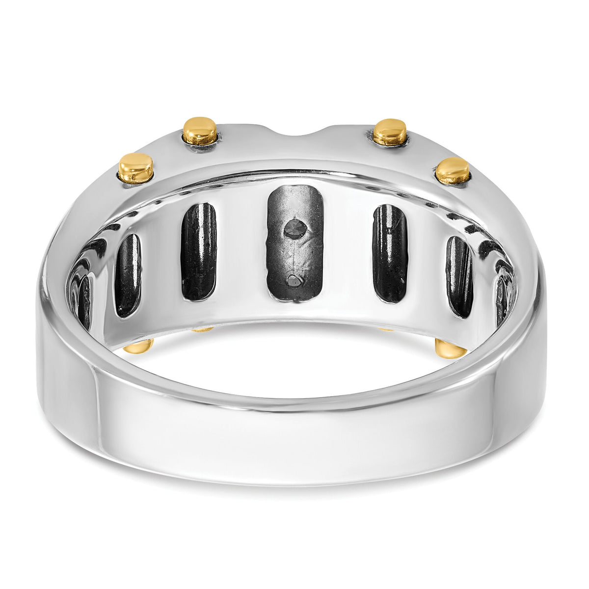 14k Two-tone w/ Blk RH 1/4 ct Lab Grown Diamond VS/SI+ G+ Comp Men's Ring-B63813