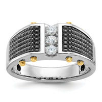 14k Two-tone w/ Blk RH 1/4 ct Lab Grown Diamond VS/SI+ G+ Comp Men's Ring-B63813