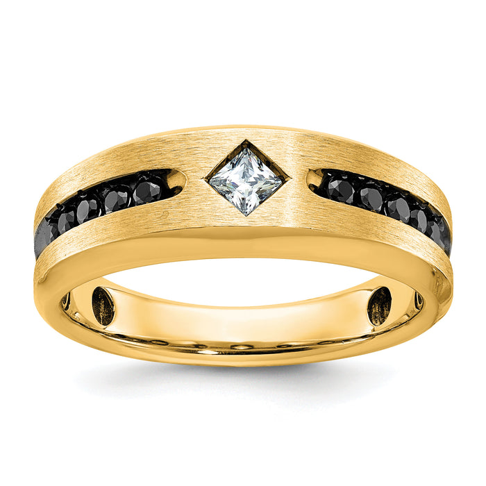 10k IBGoodman Men's Polished Satin & Grooved Ring Mounting-B63817