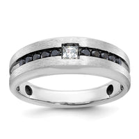 14k White Gold with Black Rhodium IBGoodman Men's Polished and Brushed Black and White Diamond Complete Ring-B63819-4WAA