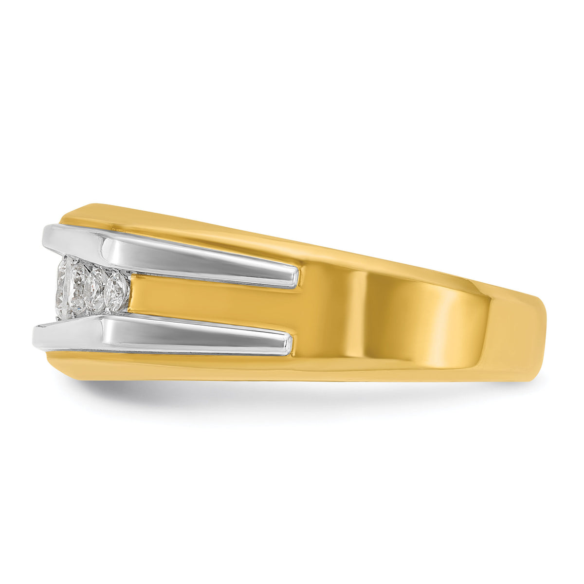14k w/White Rhodium IBGoodman Men's Polished 7-Stone Diamond Ring-B63824