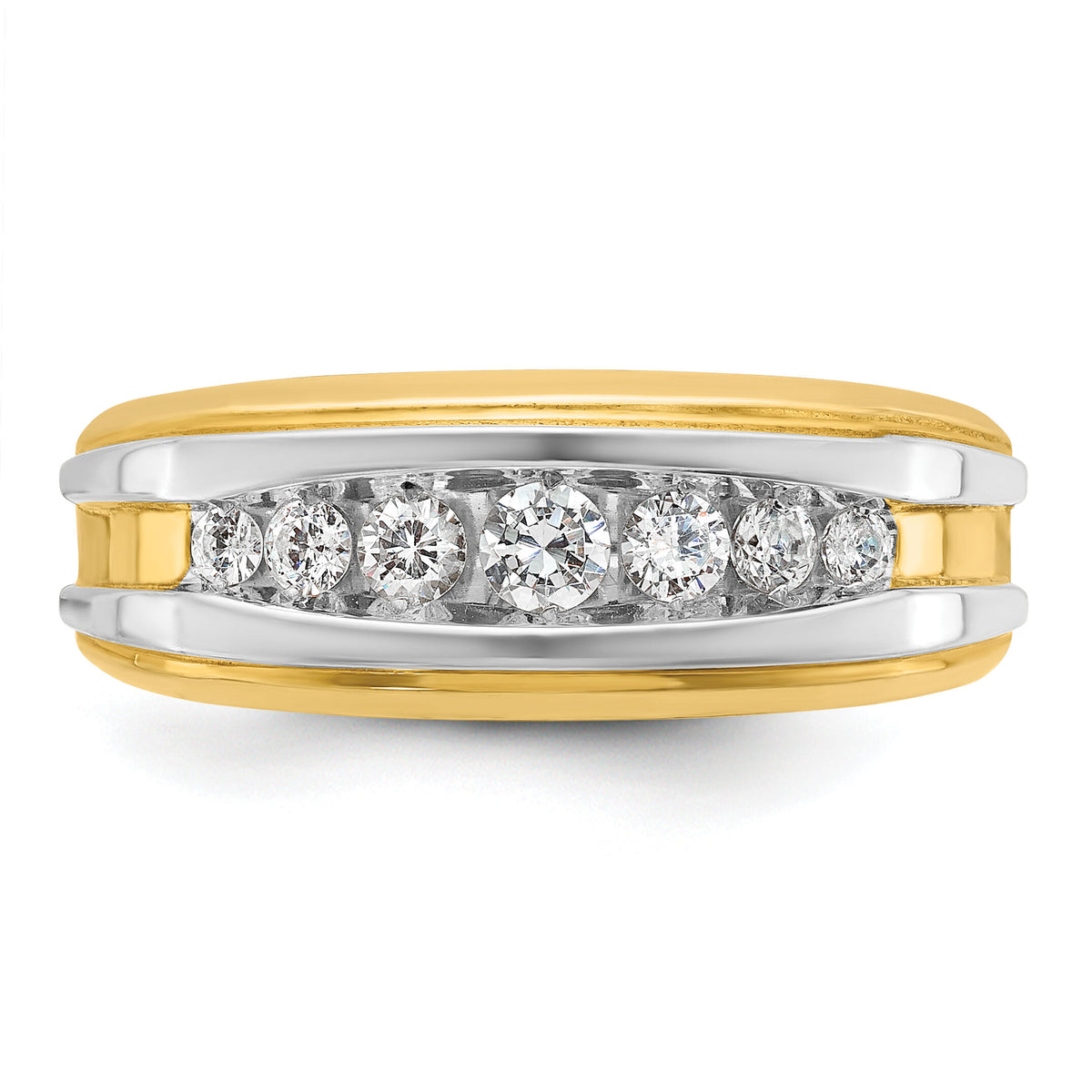 14k w/White Rhodium IBGoodman Men's Polished 7-Stone Diamond Ring-B63824