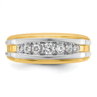 14k w/White Rhodium IBGoodman Men's Polished 7-Stone Diamond Ring-B63824
