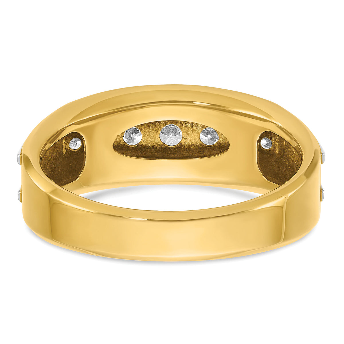 14k w/White Rhodium IBGoodman Men's Polished 7-Stone Diamond Ring-B63824