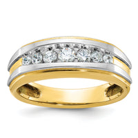14k w/White Rhodium IBGoodman Men's Polished 7-Stone Diamond Ring-B63824