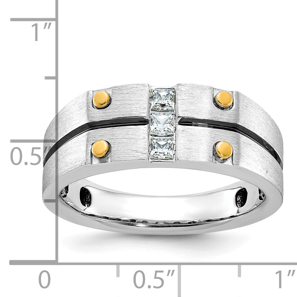 10k Two-tone IBGoodman Men's Polished and Satin Diamond Ring Mounting-B63826