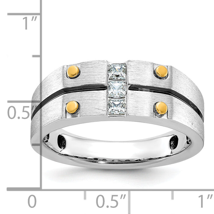 10k Two-tone IBGoodman Men's Polished and Satin Diamond Ring Mounting-B63826