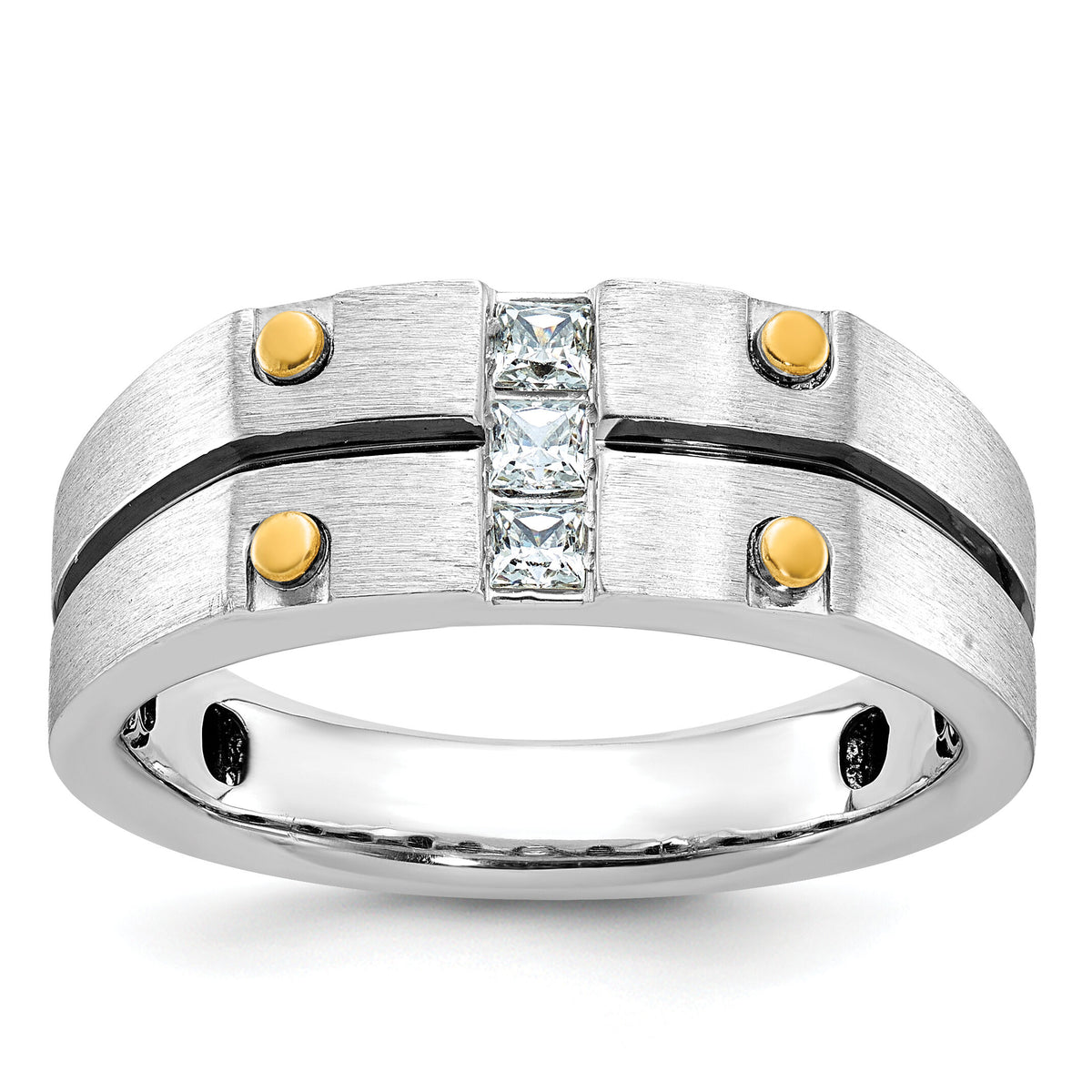 10k Two-tone IBGoodman Men's Polished and Satin Diamond Ring Mounting-B63826