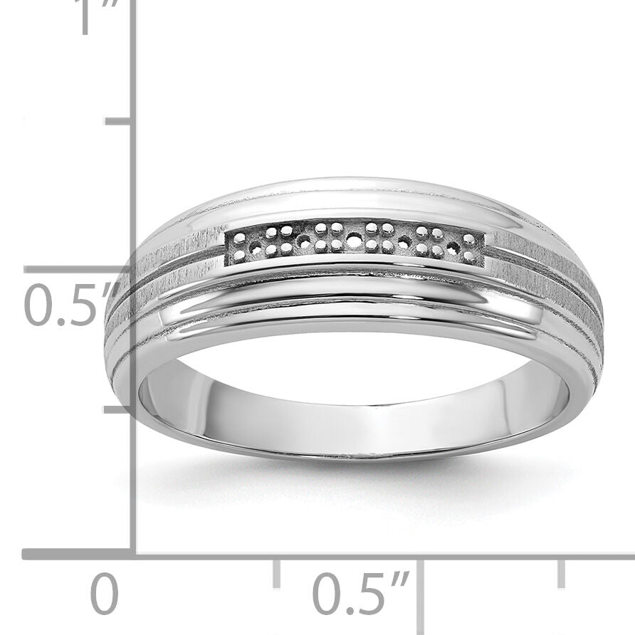 10kw IBGoodman Men's Polished Satin & Grooved 5-Stone Ring Mounting-B63832