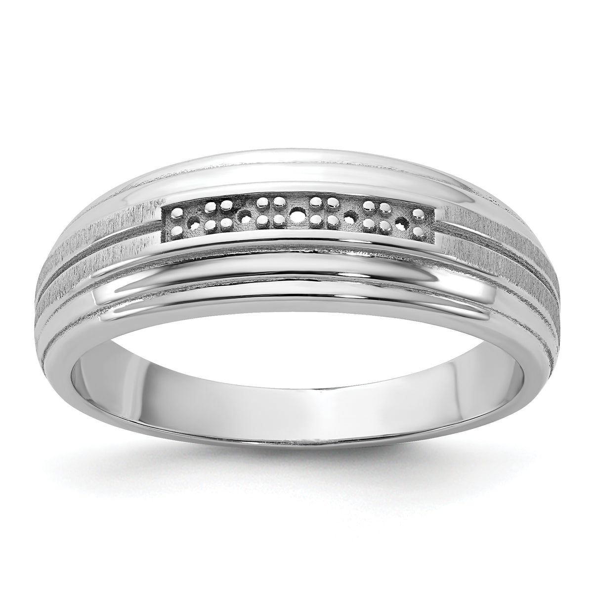 10kw IBGoodman Men's Polished Satin & Grooved 5-Stone Ring Mounting-B63832-0W
