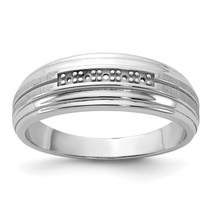 10kw IBGoodman Men's Polished Satin & Grooved 5-Stone Ring Mounting-B63832-0W