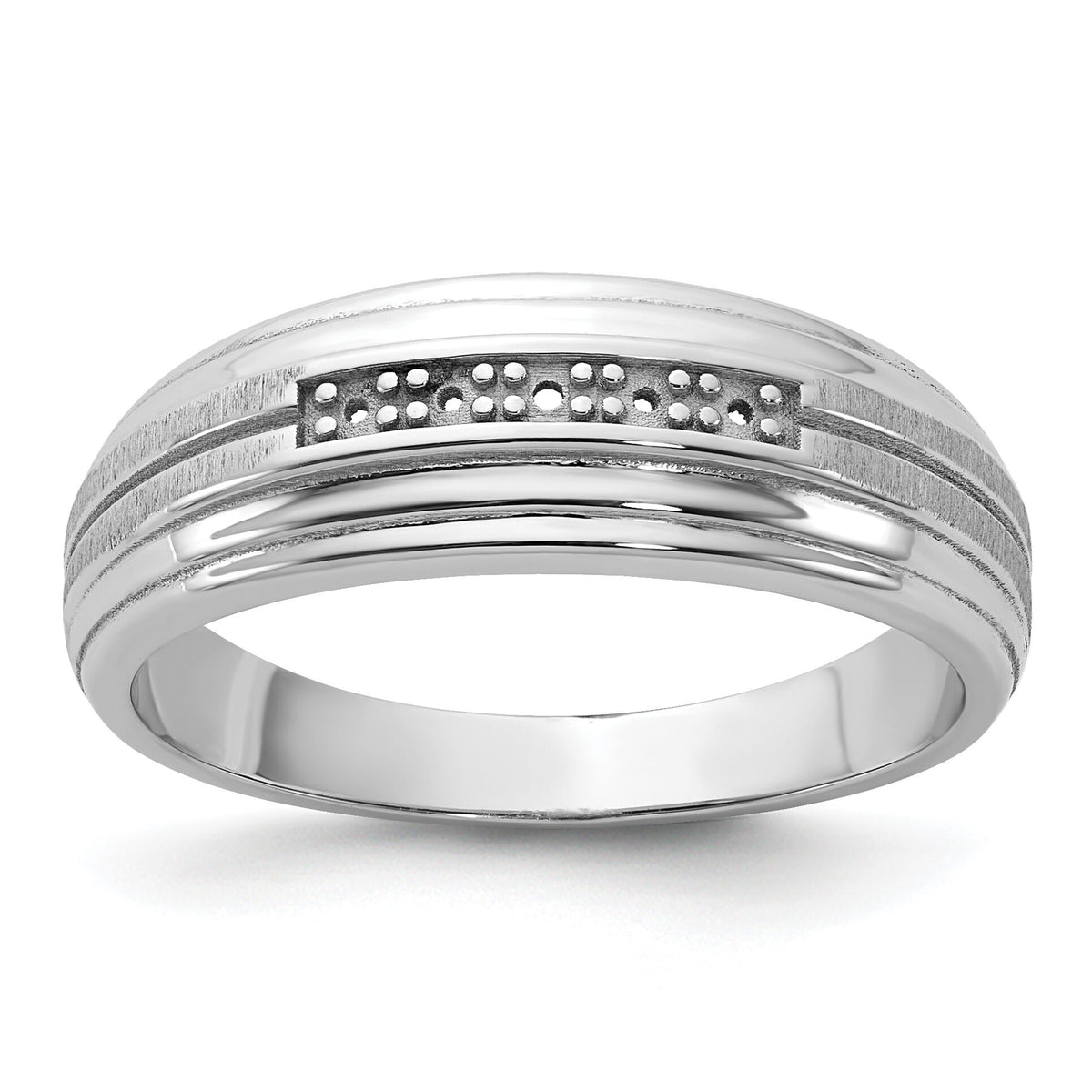 10kw IBGoodman Men's Polished Satin & Grooved 5-Stone Ring Mounting-B63832