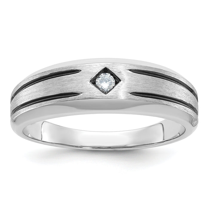 10k White Gold IBGoodman Men's Polished and Satin Diamond Ring Mounting-B63844-0W