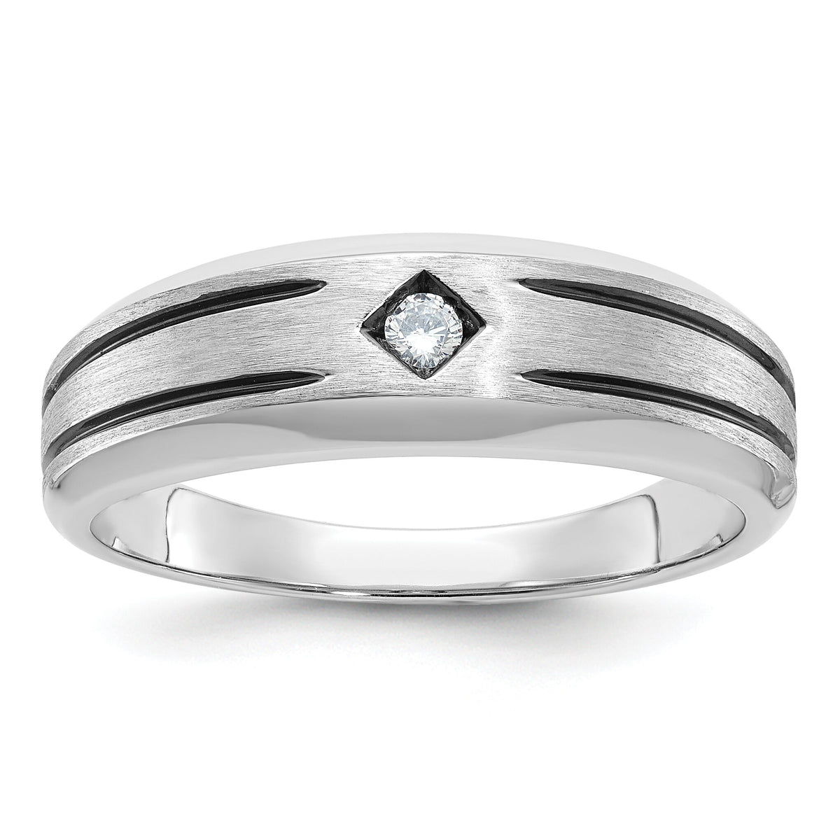 10k White Gold IBGoodman Men's Polished and Satin Diamond Ring Mounting-B63844
