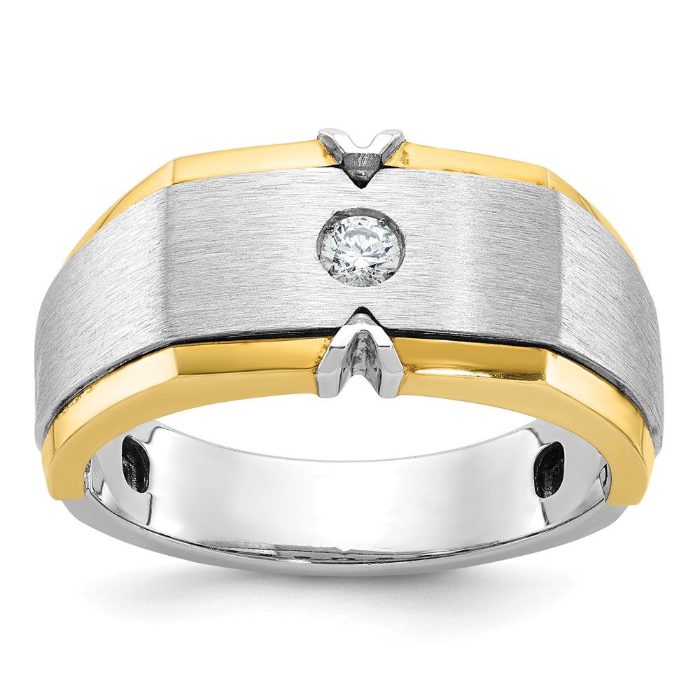 14k Two-tone IBGoodman Men's Polished and Satin Diamond Complete Ring-B63856-4WYAA