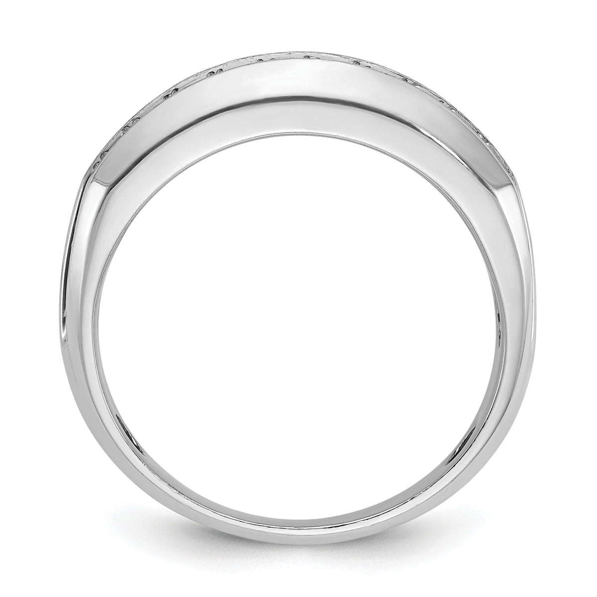 14kw IBGoodman Men's Polished Satin Grooved 2-Row Diamond Ring-B63863