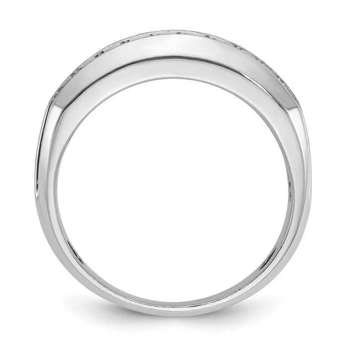 14kw IBGoodman Men's Polished Satin Grooved 2-Row Diamond Ring-B63863