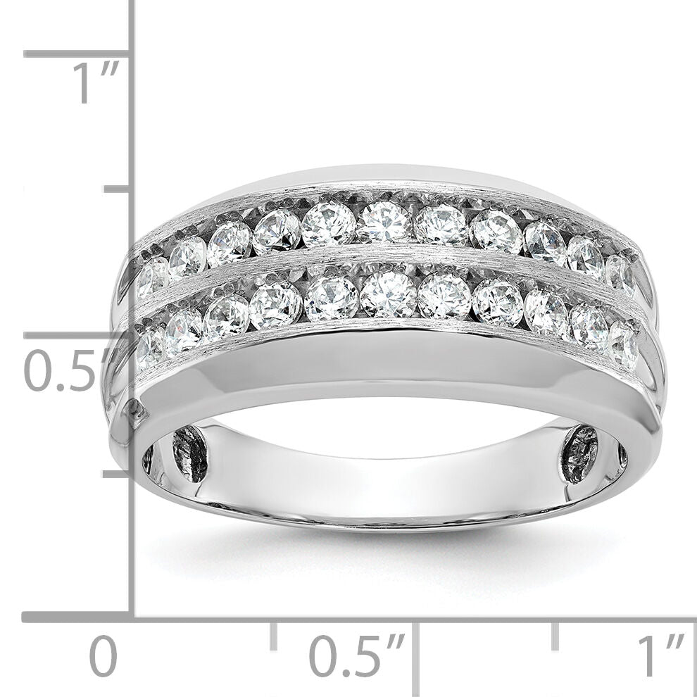 14kw IBGoodman Men's Polished Satin Grooved 2-Row Diamond Ring-B63863