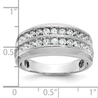 14kw IBGoodman Men's Polished Satin Grooved 2-Row Diamond Ring-B63863