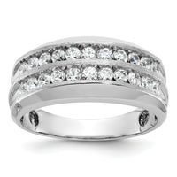 14kw IBGoodman Men's Polished Satin Grooved 2-Row Diamond Ring-B63863
