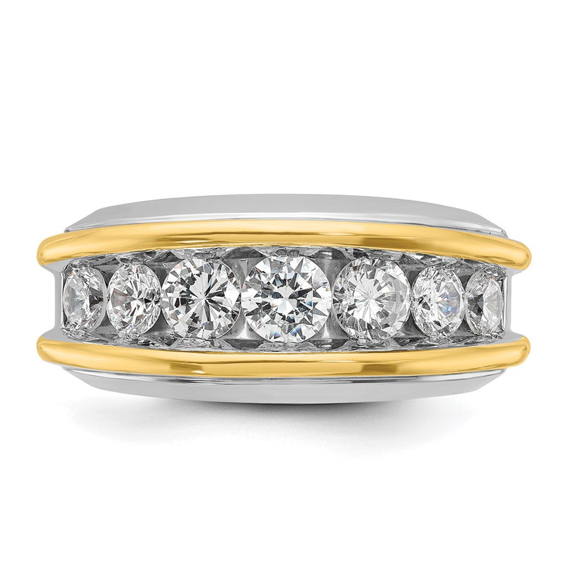 IBGoodman 14k Two-tone Men's Polished 7-Stone 2 Carat AA Quality Diamond Ring-B63866-4WYAA