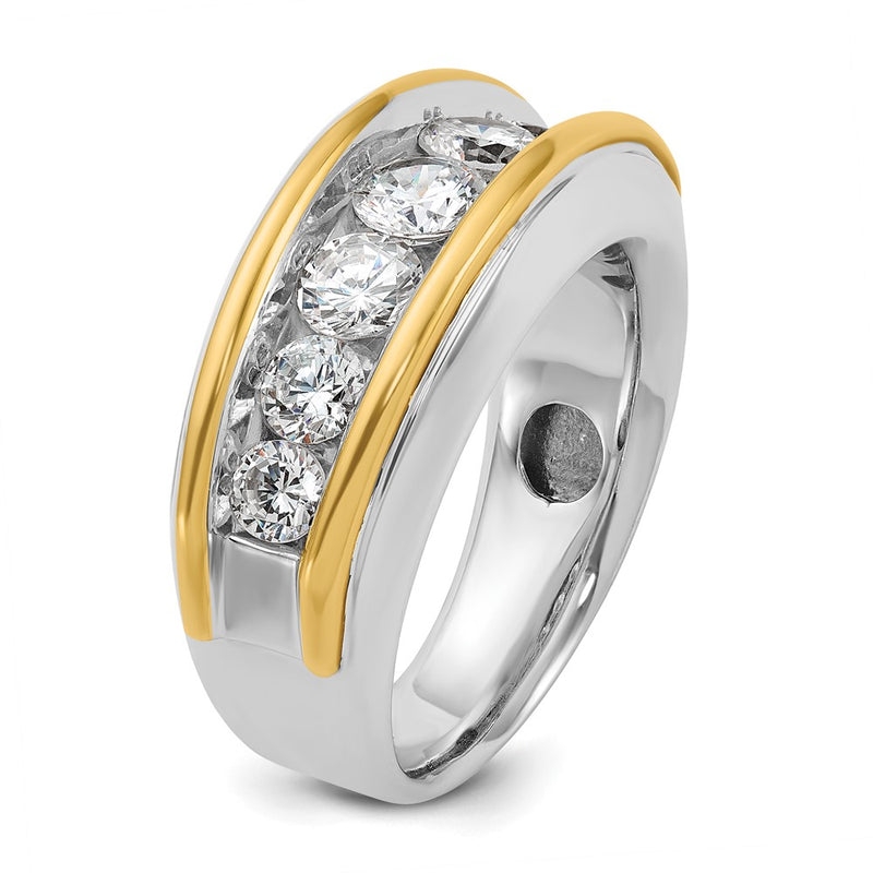 IBGoodman 14k Two-tone Men's Polished 7-Stone 2 Carat AA Quality Diamond Ring-B63866-4WYAA