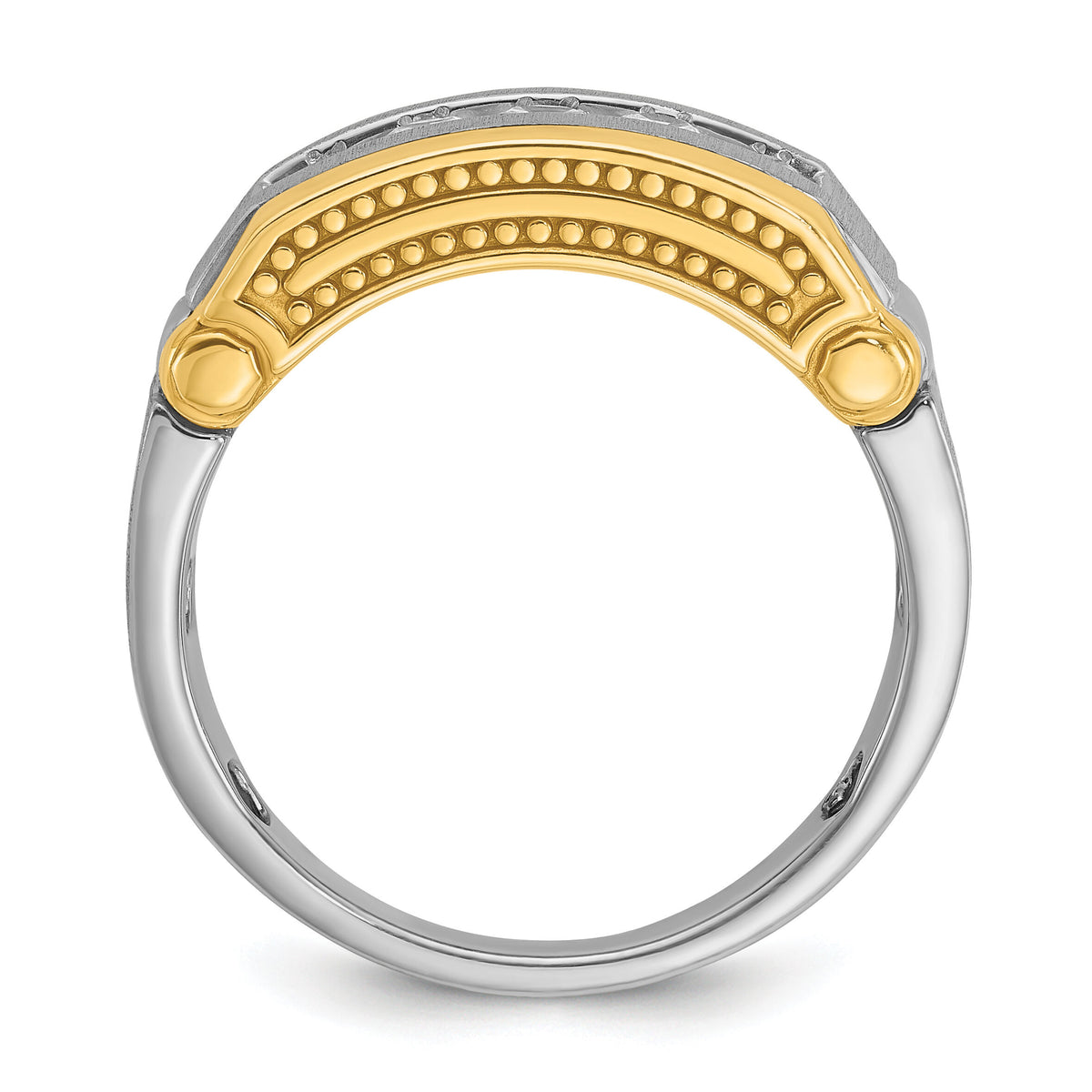 14ktt IBGoodman Men's Polished Satin & Beaded 5-Stone Diamond Ring-B63873