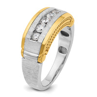 IBGoodman 14k Two-tone Men's Polished Satin and Beaded 5-Stone 1/2 Carat AA Quality Diamond Ring-B63873-4WYAA