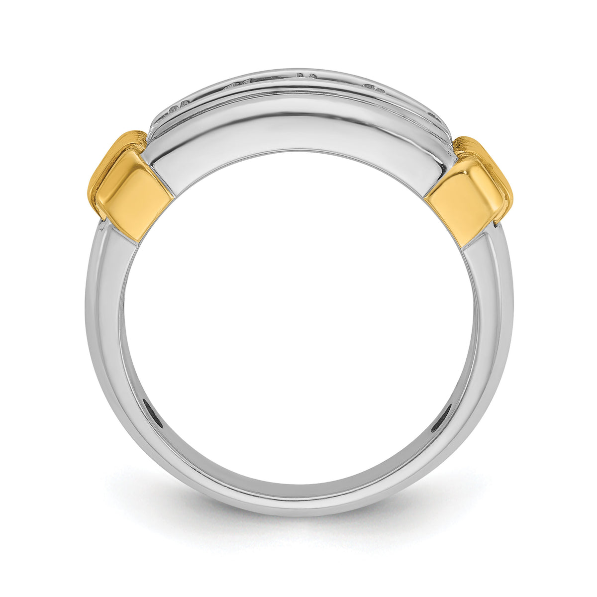 14k Two-tone IBGoodman Men's Polished & Textured 5-Stone Dia Ring-B63877