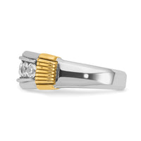 14k Two-tone IBGoodman Men's Polished & Textured 5-Stone Dia Ring-B63877