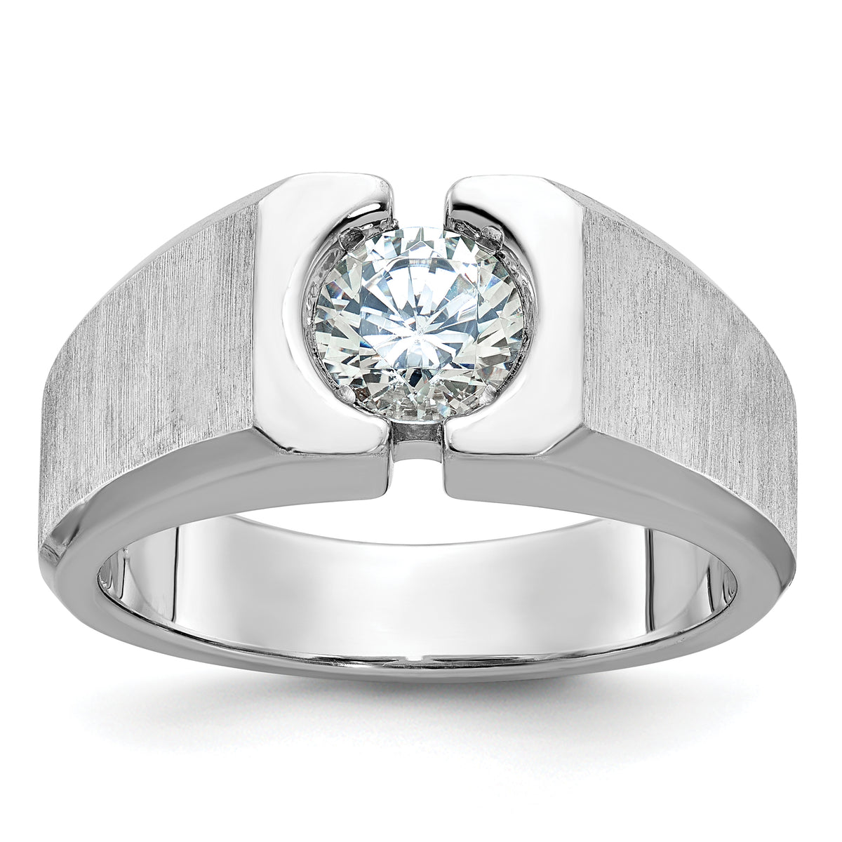 14k White Gold IBGoodman Men's Polished/Satin Diamond Ring Mounting-B63886-4W