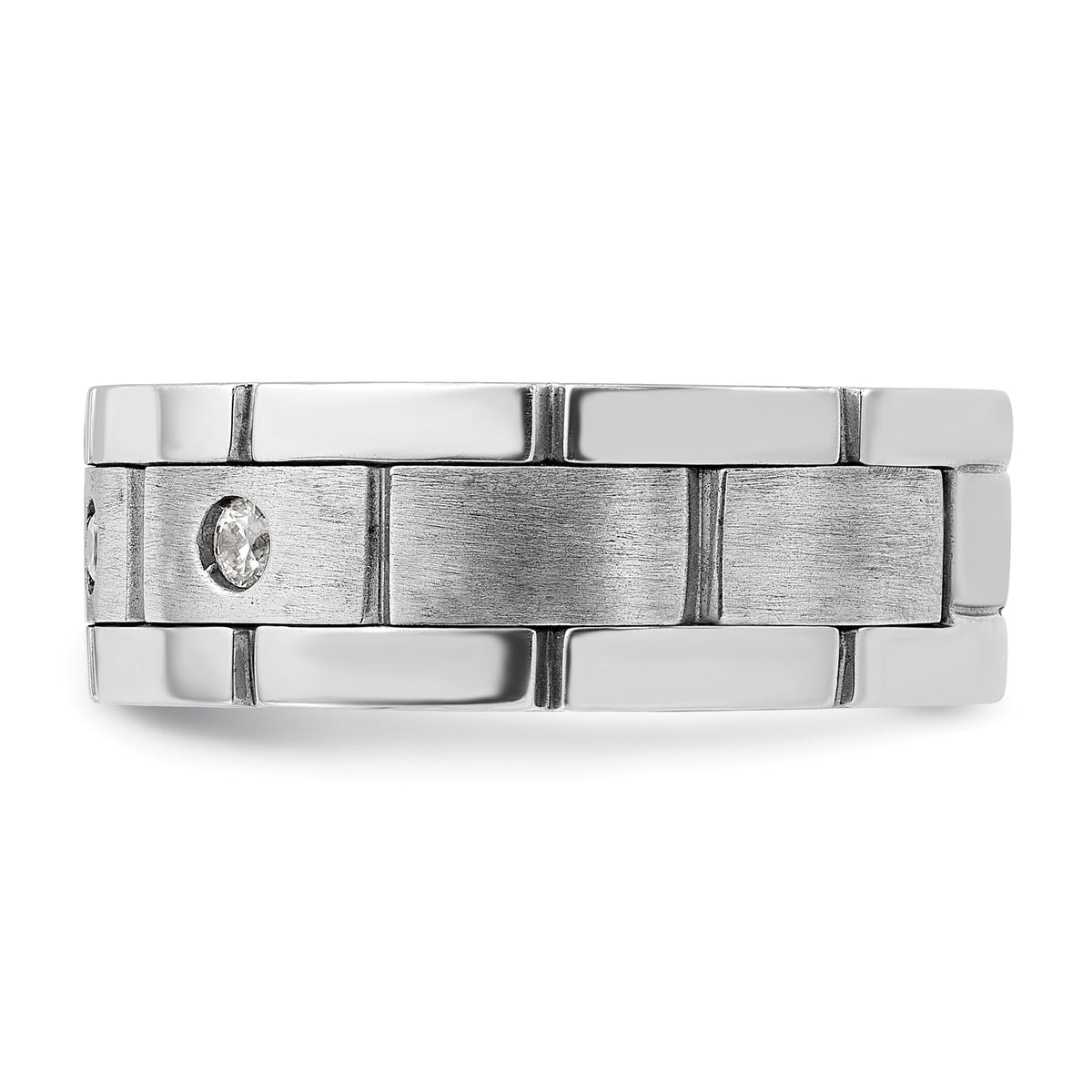 14k White Gold 1/6 ct Lab Grown Diamond VS/SI+ G+ 3 Stone Men's Ring-B63898