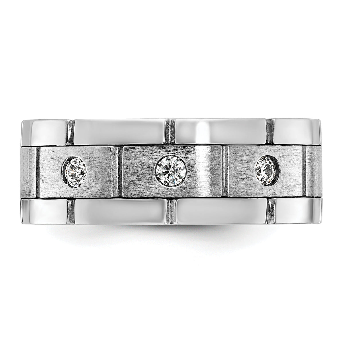14k White Gold 1/6 ct Lab Grown Diamond VS/SI+ G+ 3 Stone Men's Ring-B63898