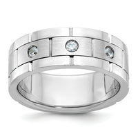 14k White Gold 1/6 ct Lab Grown Diamond VS/SI+ G+ 3 Stone Men's Ring-B63898