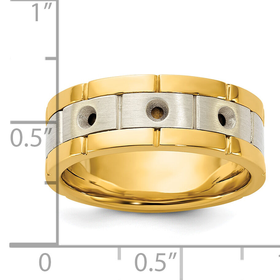 IBGoodman 14k Two-tone 3 Stone Prong Set Men's Ring Mounting-B63899